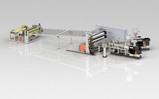 satın al Sert PVC levha ekstrüzyon makinesi hattı PVC karton üretim hattı 550KG/H online manufacture